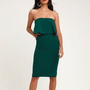 LuLu’s Lots of Love Emerald Green Strapless Midi Dress
